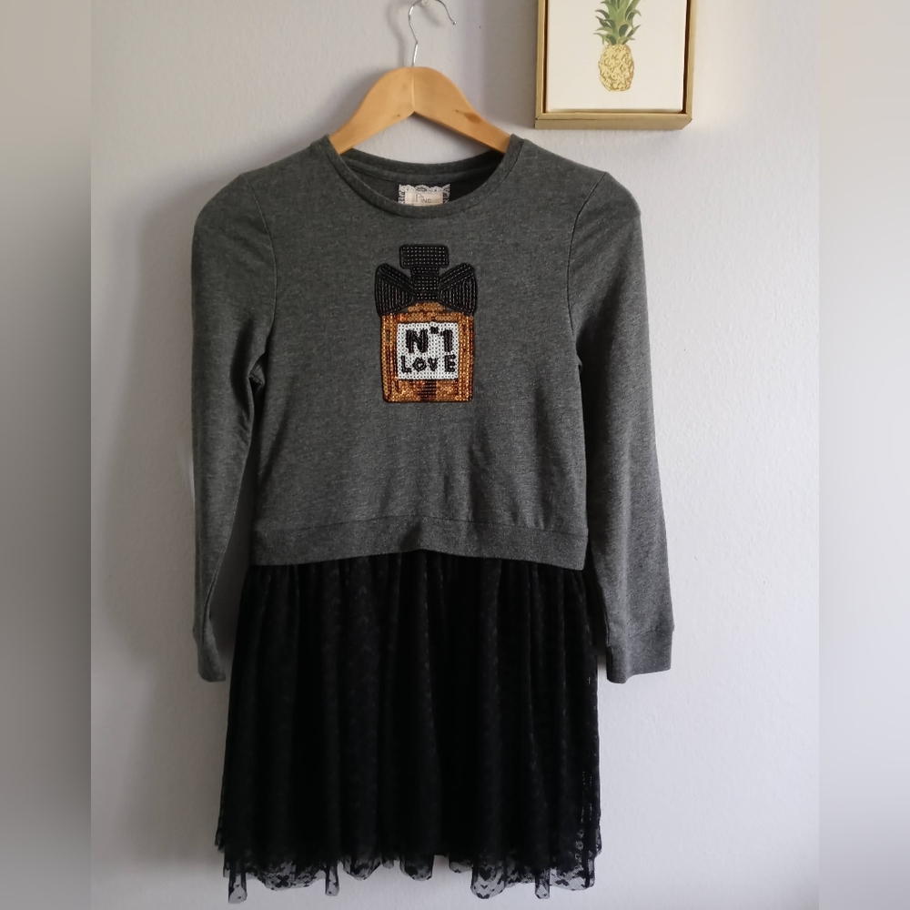 Dress Girl Pinc Big  Long Sleeves Shirt Dress  Size  Large with  tags. Black